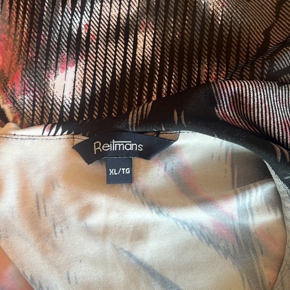 Reitmans Pink/Black And White Ruffle Front Top Size XL - Picture 9 of 13